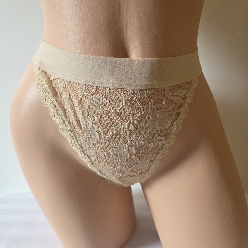 Cosabella Never Say Never Extended G-String Blush Beige Lace Thong Size L